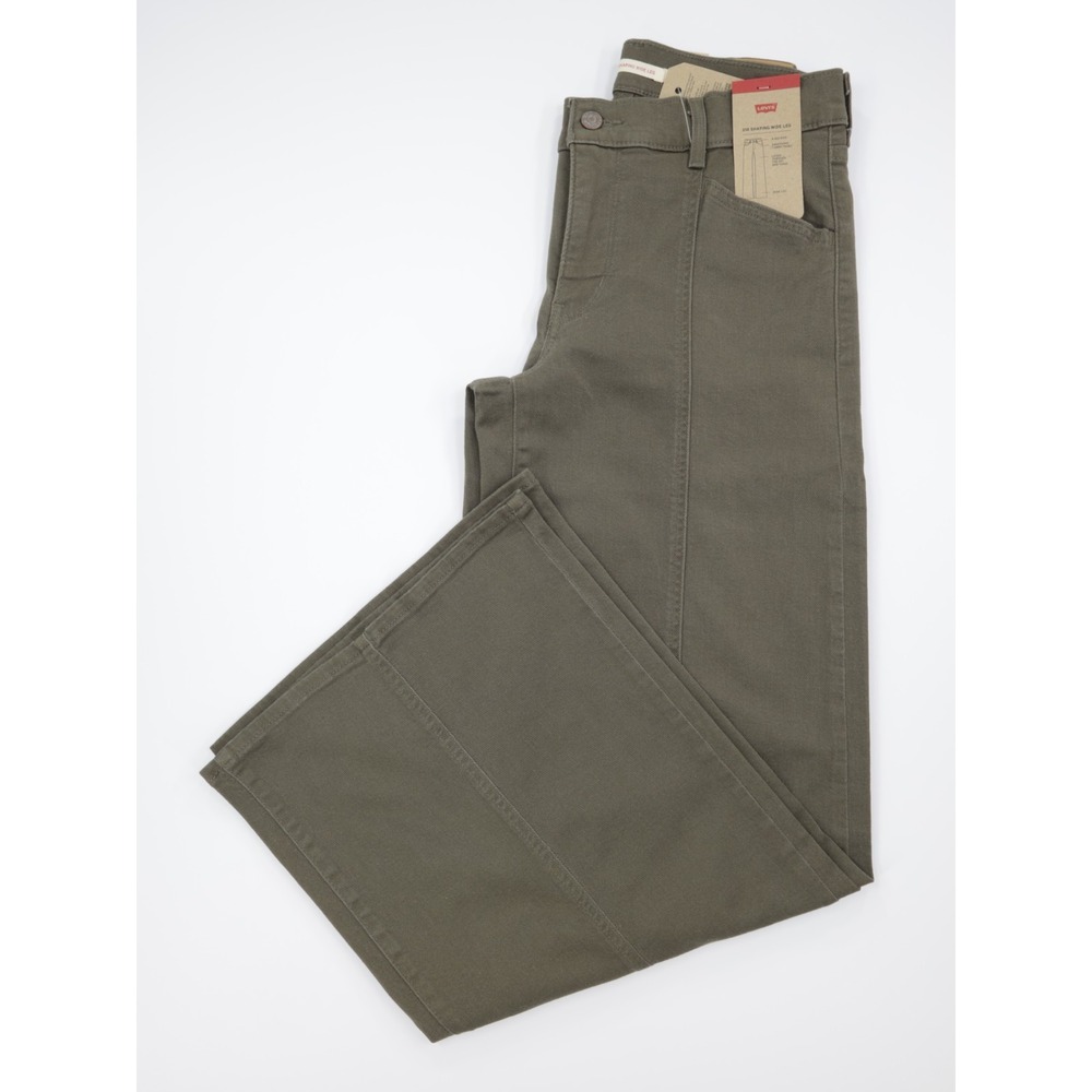 Levi's 318 Women's Seamed Mid Rise Stretch Twill Wide Leg Jeans Green Size 29X30